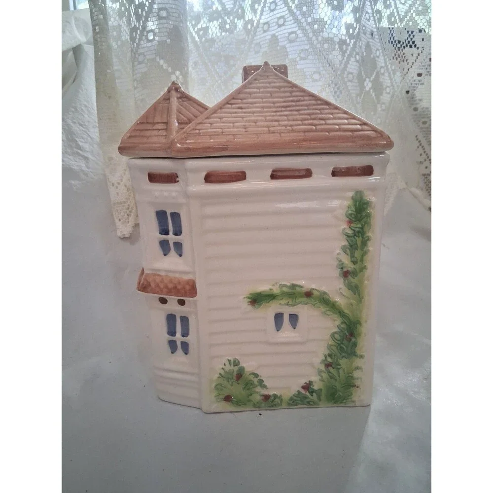 Vintage Avon Townhouse Ceramic Cookie Jar Victorian Cottage House Canister 1989